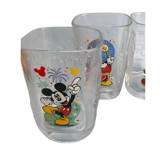 Walt Disney World 2000 millenium Mickey Mouse Collectible Glass Tumblers Set Of - Picture 2 of 9